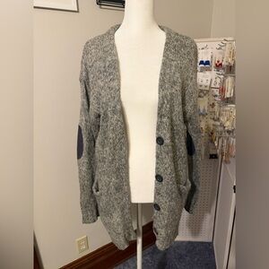H&M Gray Cardigan with Dark Gray Elbow Patches